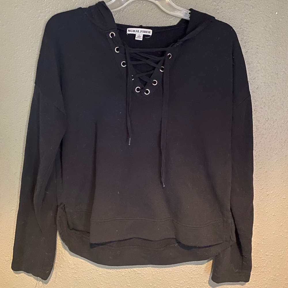 Lace-up hooded sweater